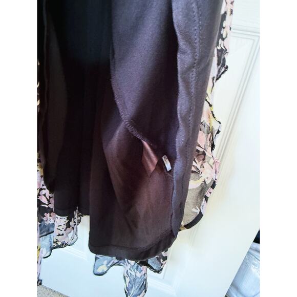 Calvin Klein Ruffle Flounce Midi Dress Black Belted 1X Fall Floral Event Boho - Picture 8 of 10